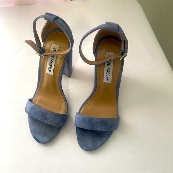 Steve Madden Women’s Suede Light Blue Block Heel Size 5M Business Casual EUC - Picture 3 of 7
